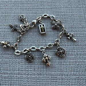Brighton Eternity Cross Charm Bracelet Silver Tone Faith Religious  6.5 - 7.5 in